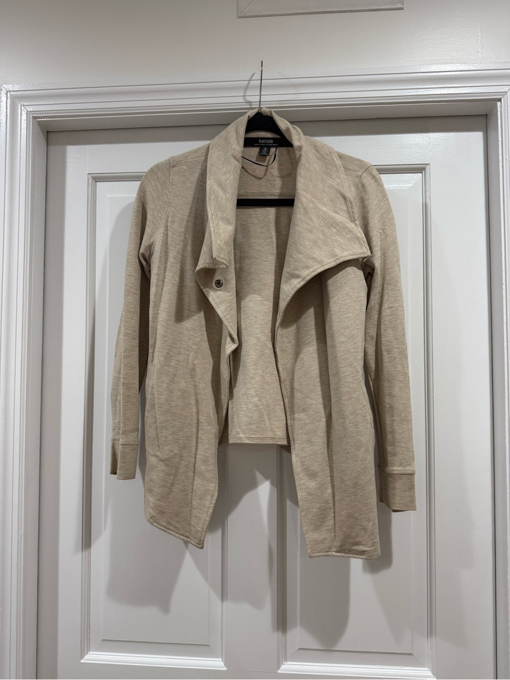 kenzie Beige Draped Open-Front Cardigan